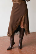 LACE HEM TWILL SATIN LACE SKIRT