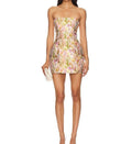 Jacquard Strapless Mini Dress Floral Design Chic
