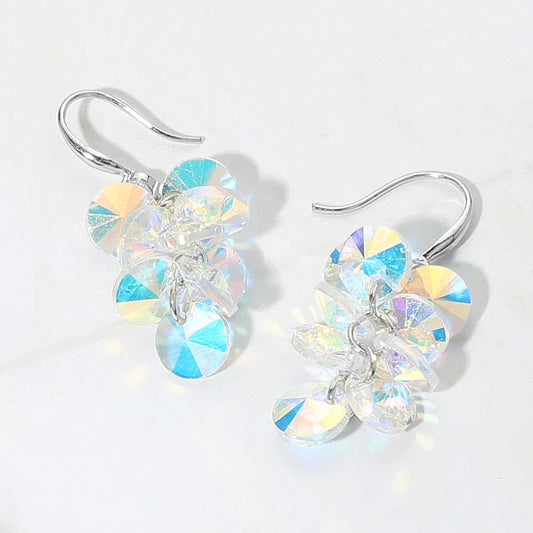 Faceted AB Cluster Dangle Earrings