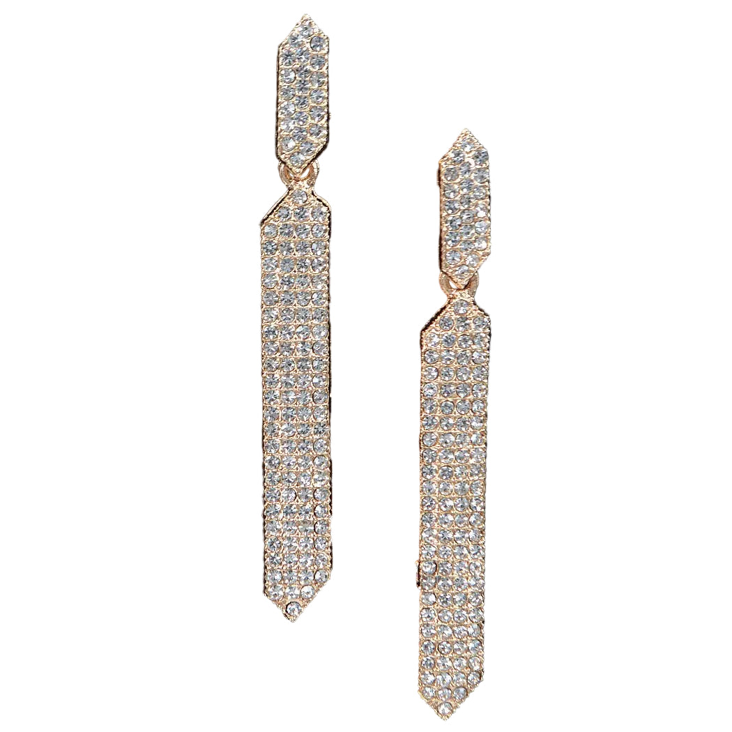 Elongated Rhinestone Drop Earrings
