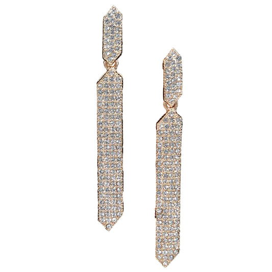 Elongated Rhinestone Drop Earrings