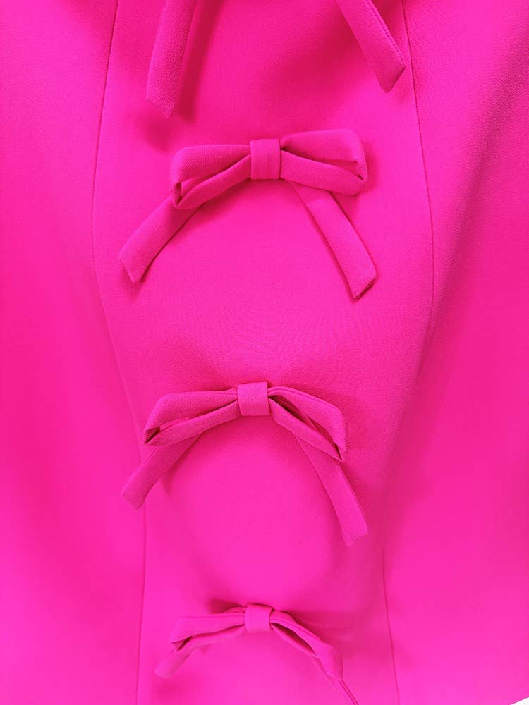 DR290Y Chic Fuchsia Bow Tube Dress - Women’s Fashion: Fushcia / English / M
