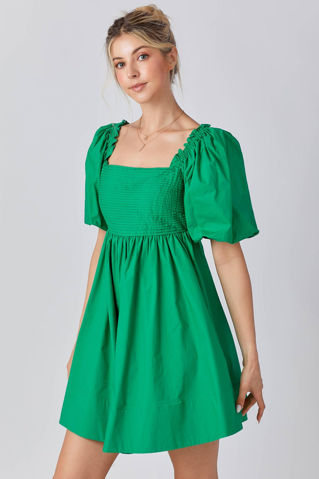 Ruffle Square A-line Cotton Midi Dresses