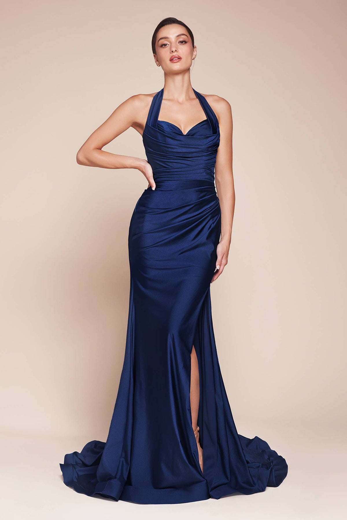 Halter Fitted Jersey Gown