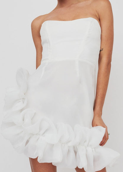 Strapless Ruffle Hem Dress