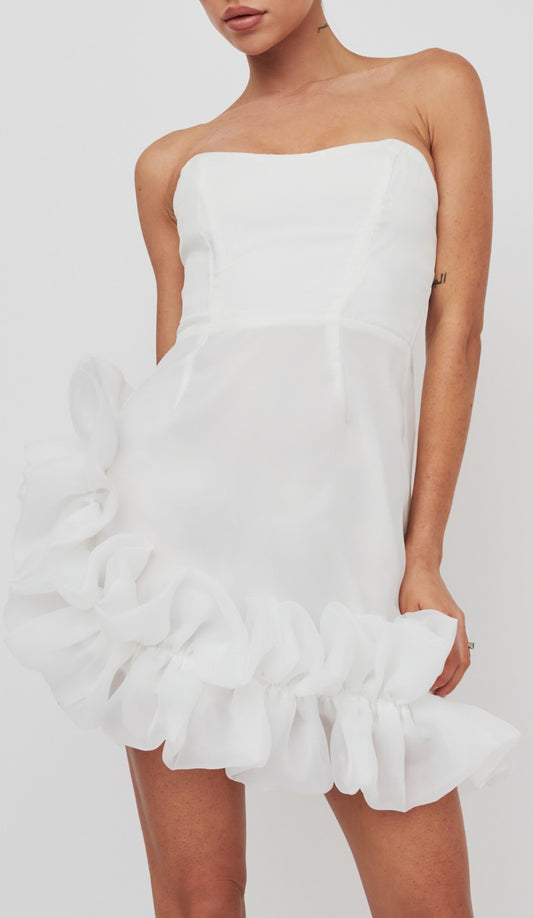 Strapless Ruffle Hem Dress