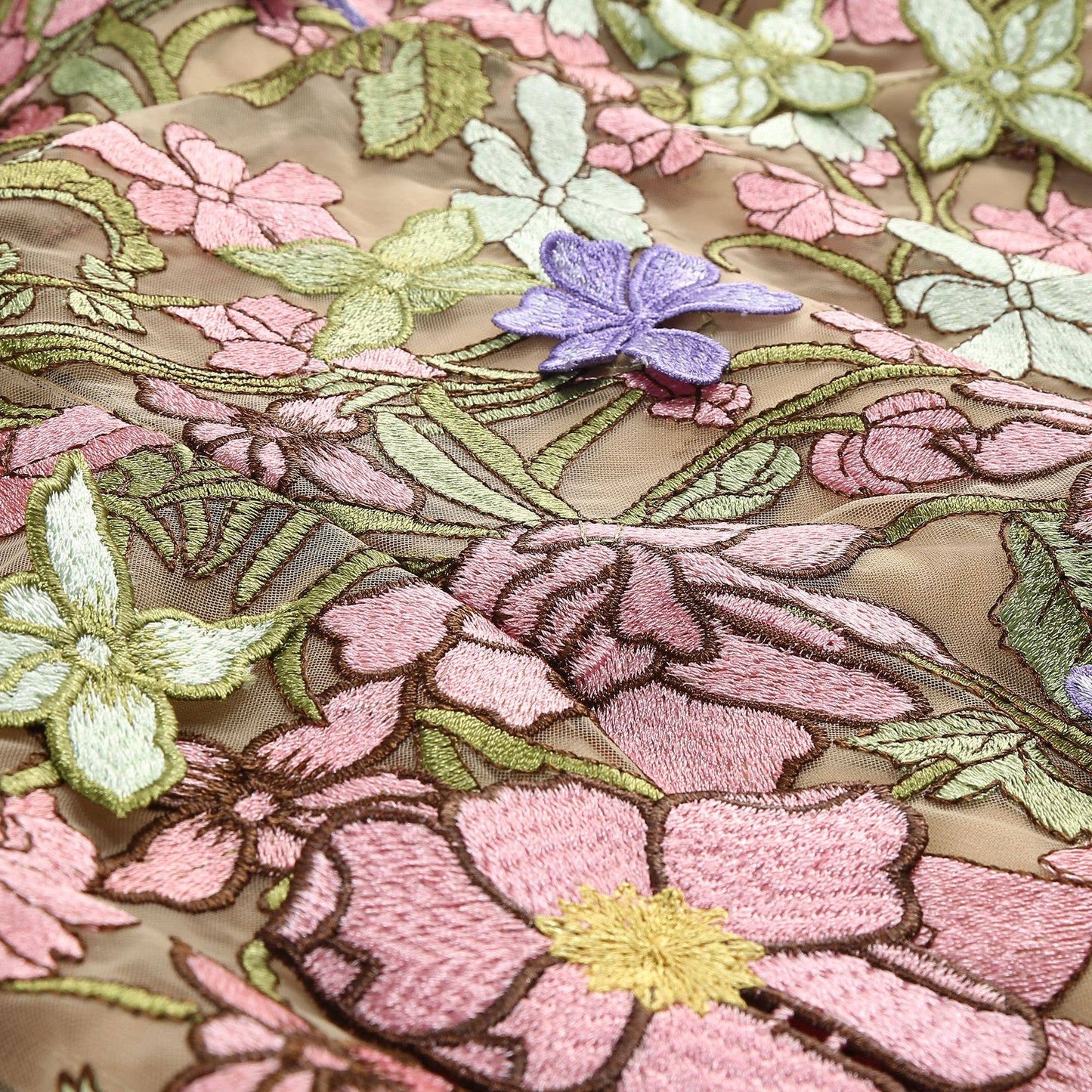 22Y Elegant Sleeveless Floral Embroidered Sheer Mini Dress: Multi-Colored / English / XS