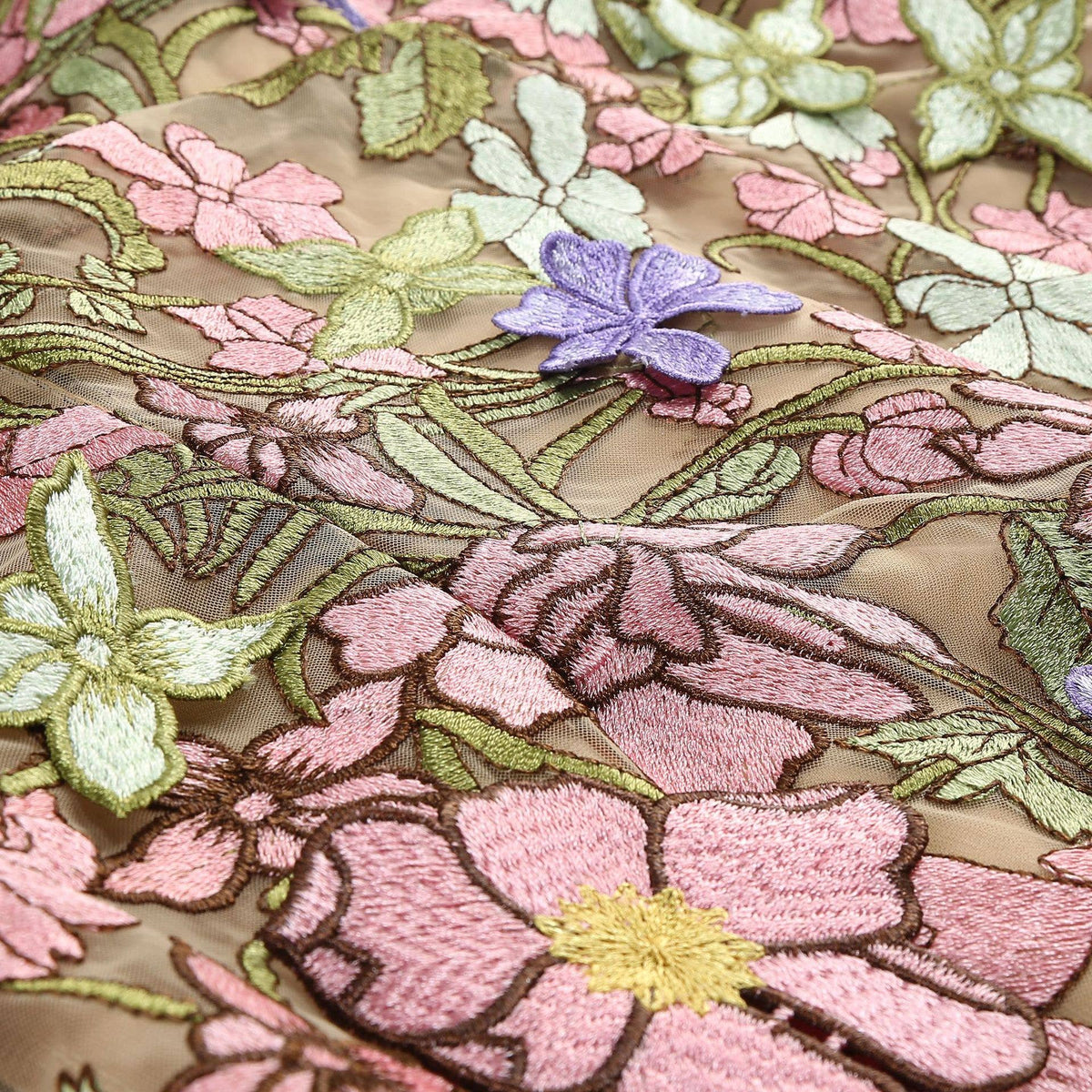 22Y Elegant Sleeveless Floral Embroidered Sheer Mini Dress: Multi-Colored / English / XS