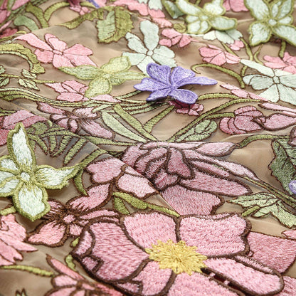 22Y Elegant Sleeveless Floral Embroidered Sheer Mini Dress: Multi-Colored / English / XS
