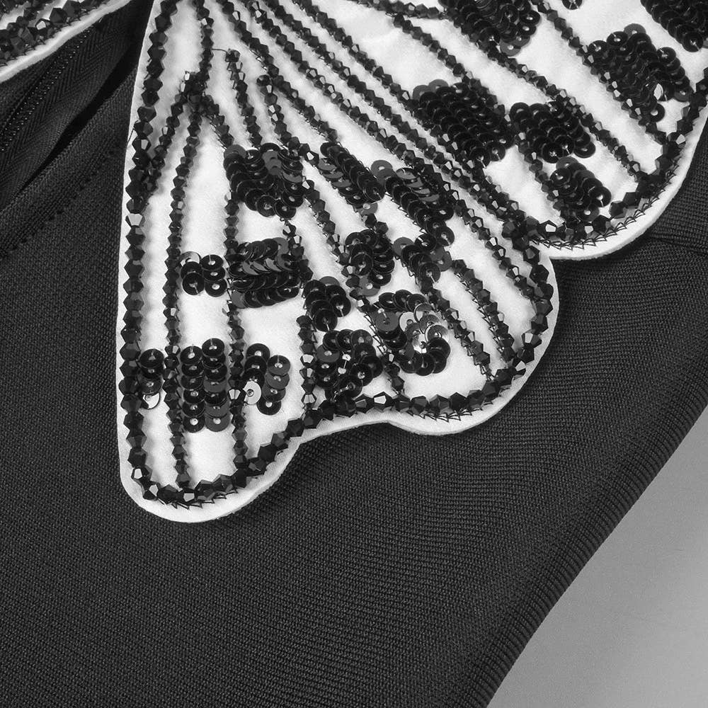 DR721 Contrast Butterfly Embroidery High Waist Mini Dress
