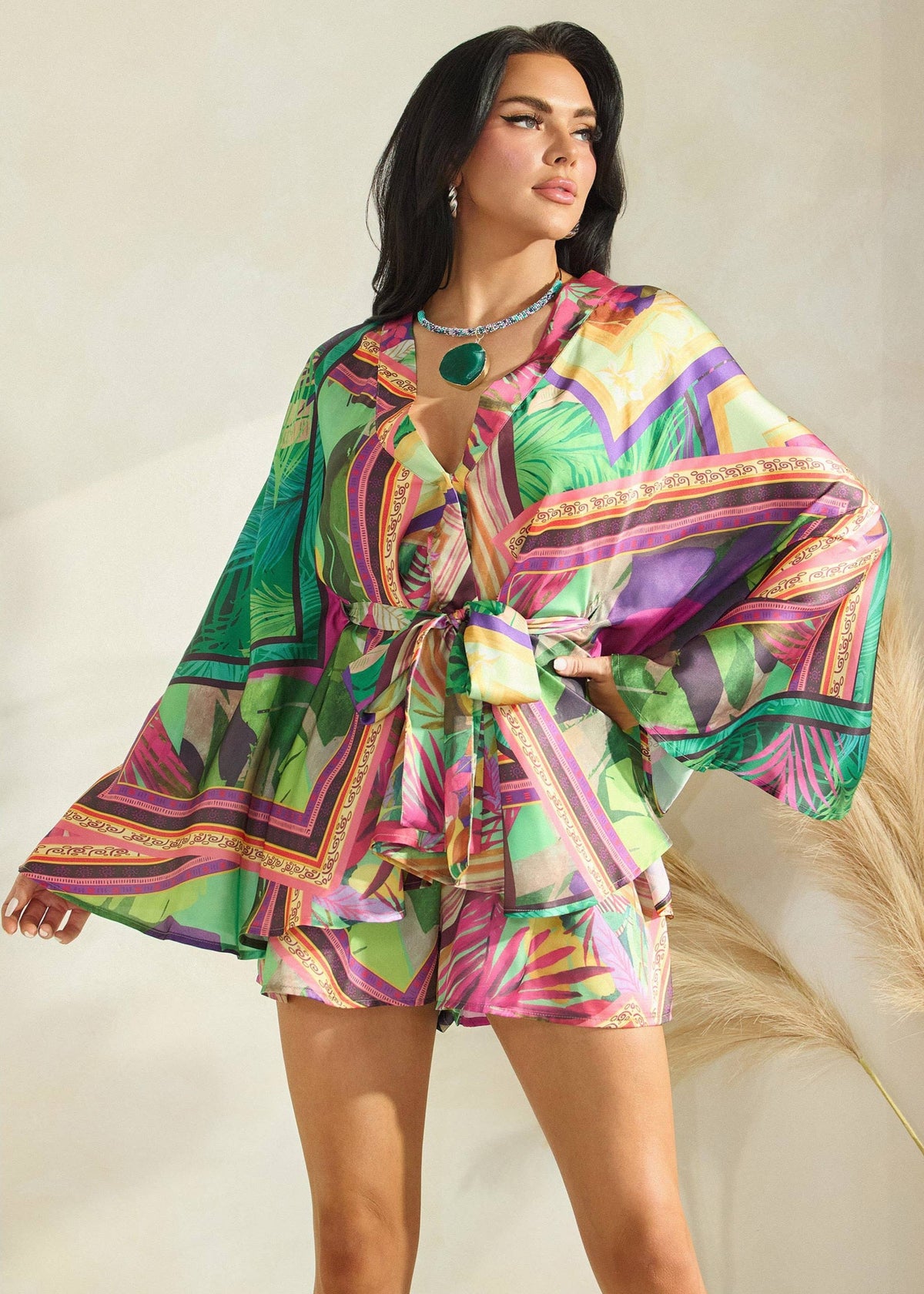 Tropics Kimono Top Short Set