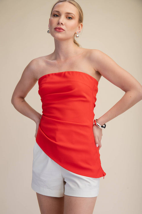 Bandeau Top Ruched Asymmetric Strapless