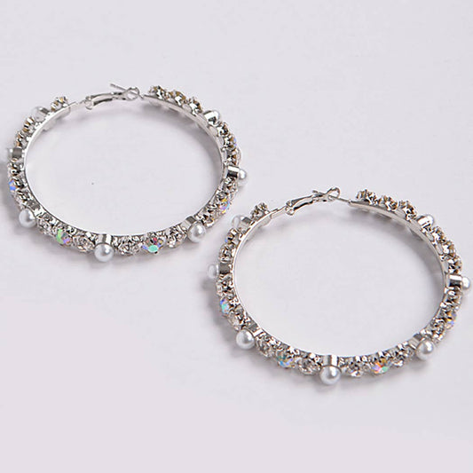 Pearl & Rhinestone Hoops