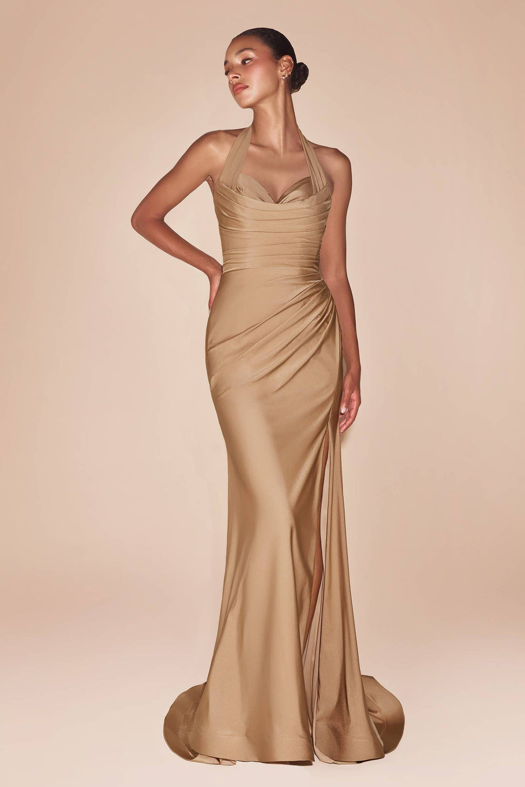 Halter Fitted Jersey Gown