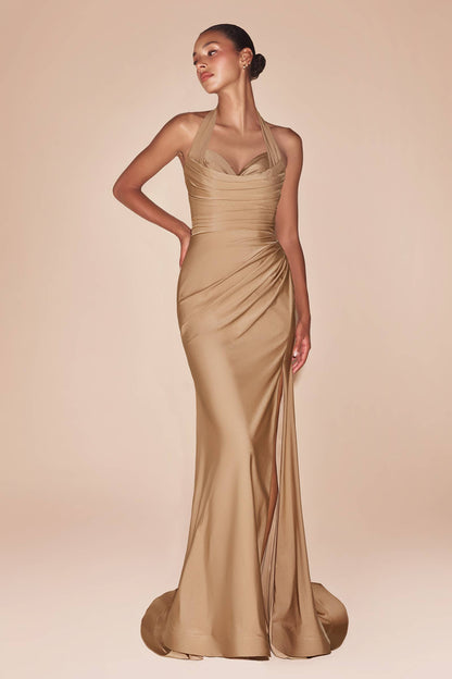 Halter Fitted Jersey Gown