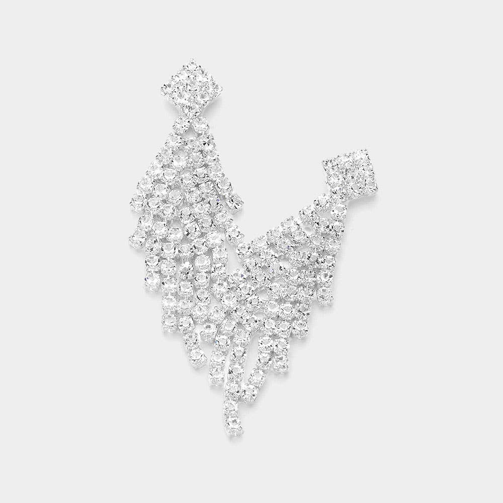 Rhinestone Pave Fringed Earrings