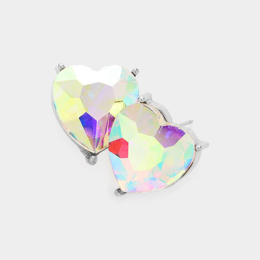 AB Heart Stud Earrings