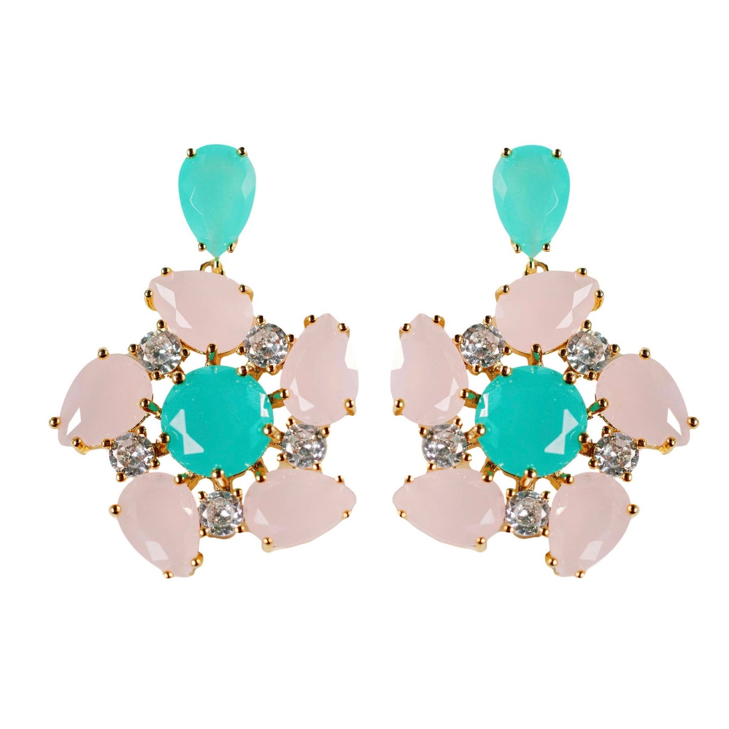 Pink & Aqua Pinwheel Earrings