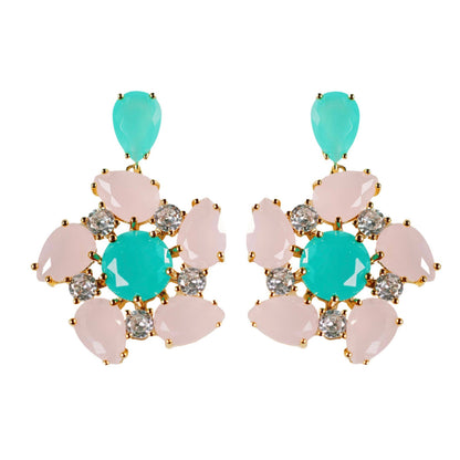 Pink & Aqua Pinwheel Earrings