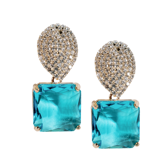 Retro Pave Crystal and Stone Drop Earrings