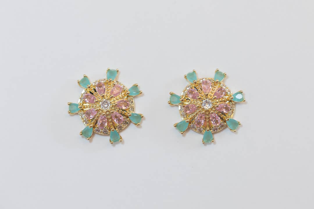 Pastel Multi Sand Dollar Stud Earrings