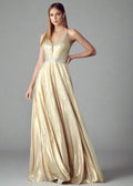 Delia Gold Pleated Gown