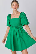 Ruffle Square A-line Cotton Midi Dresses