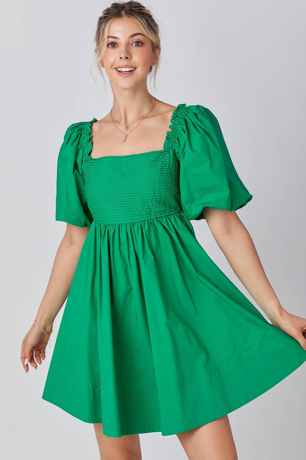 Ruffle Square A-line Cotton Midi Dresses