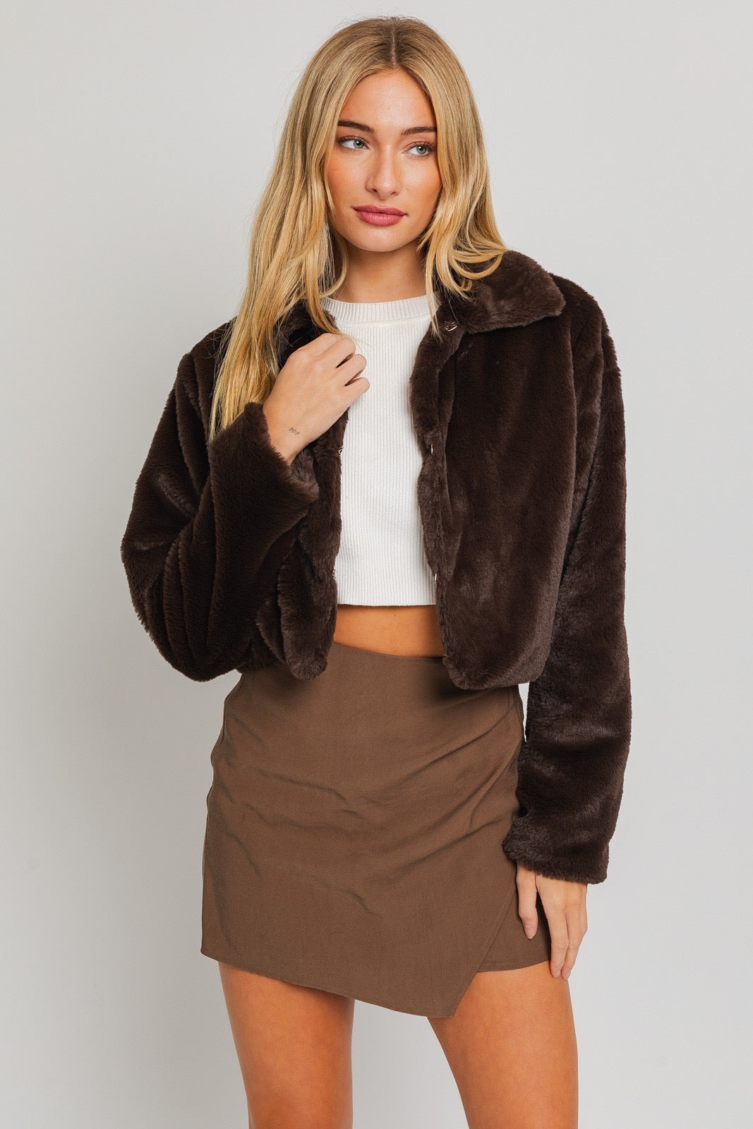 Cropped Faux Fur Jacket