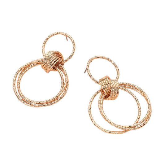 Textured Wire Layered Doorknocker Earrings