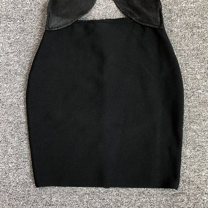 DR759 Noir Petal Cutout Bandage Dress with Sculpted Detail
