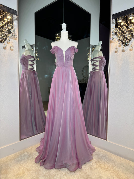 Jovani Lilac Chiffon A-Line Gown