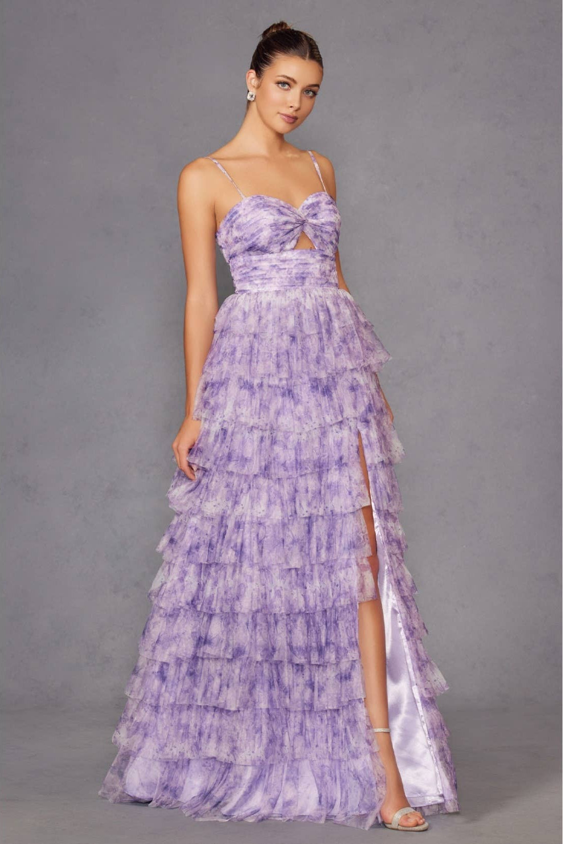 Cut Out Ruffle Tiered Gown JT2508