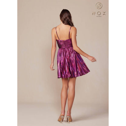 Metallic Pleated Halter Mini