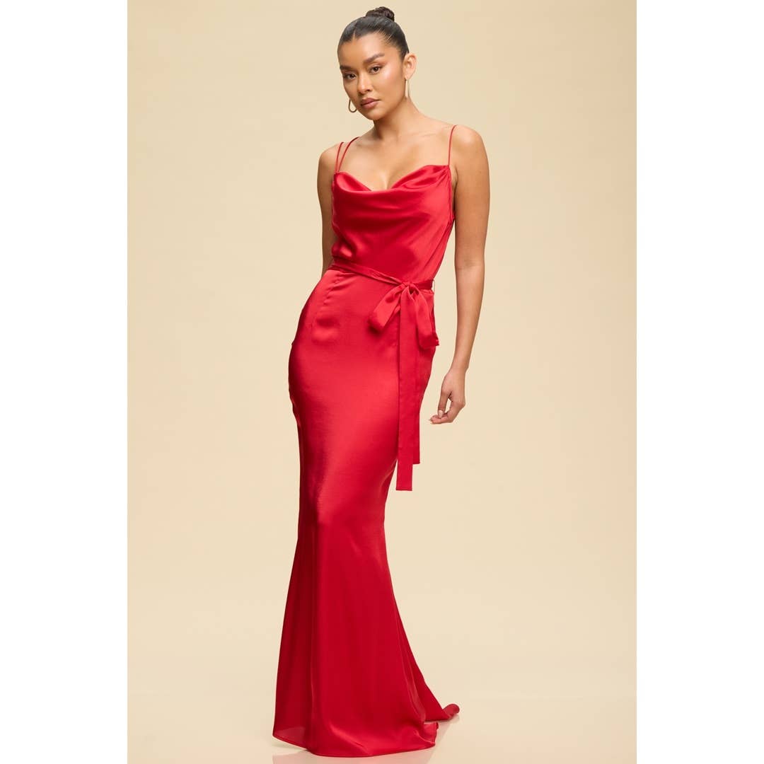 Satin Bias Open Back Maxi Dress