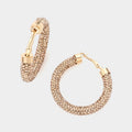 Peach Rhinestone Pave Hoops