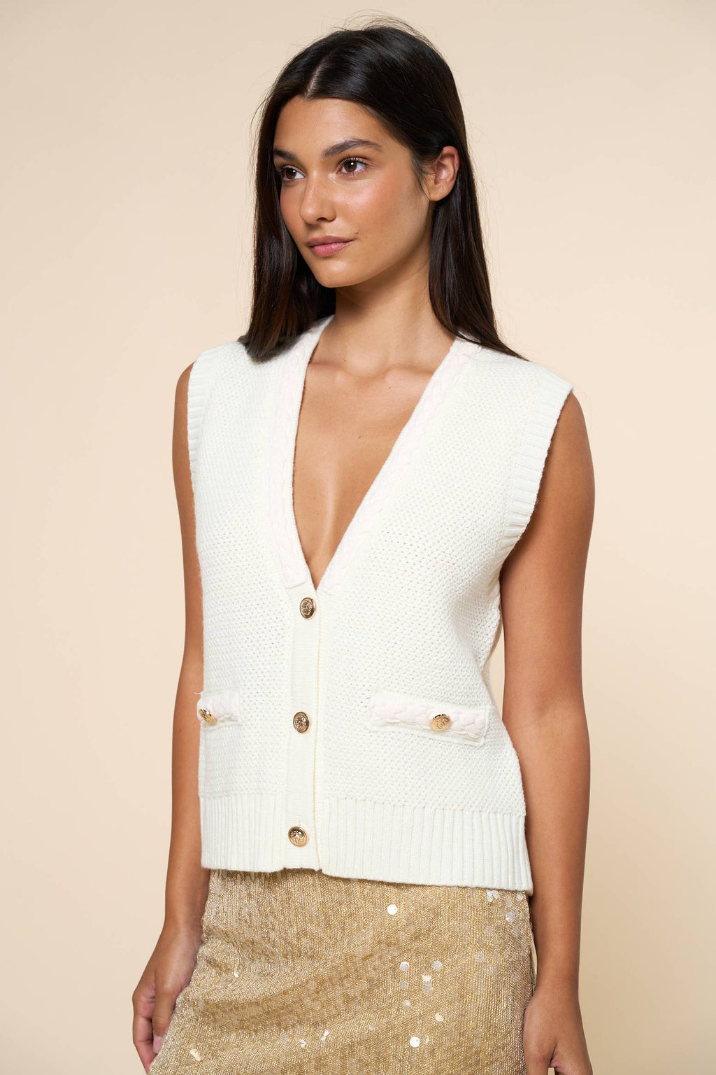 Cam Button Down Sweater Vest