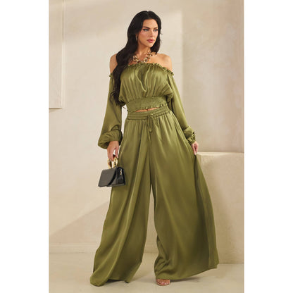 Satin Palazzo Pant Set