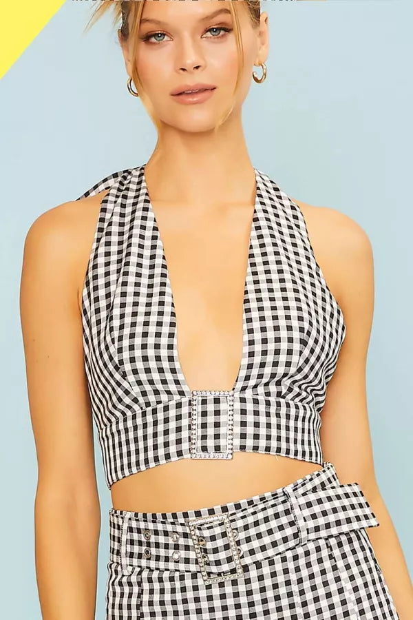 Black & White Checkered Buckle Set