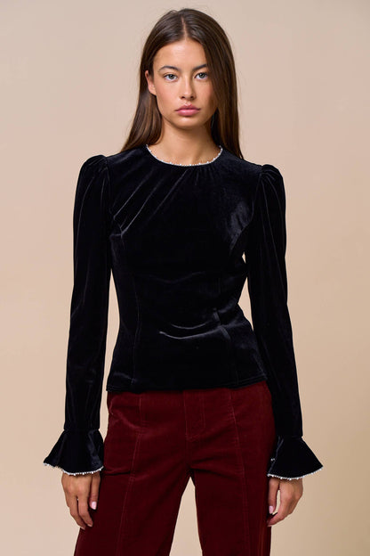 Sabine Velvet Long Sleeve Top