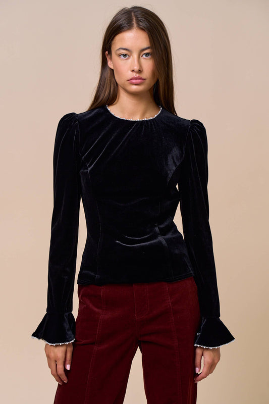 Sabine Velvet Long Sleeve Top
