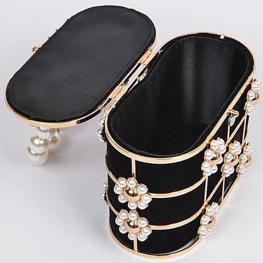 Velvet & Pearl Bucket Clutch