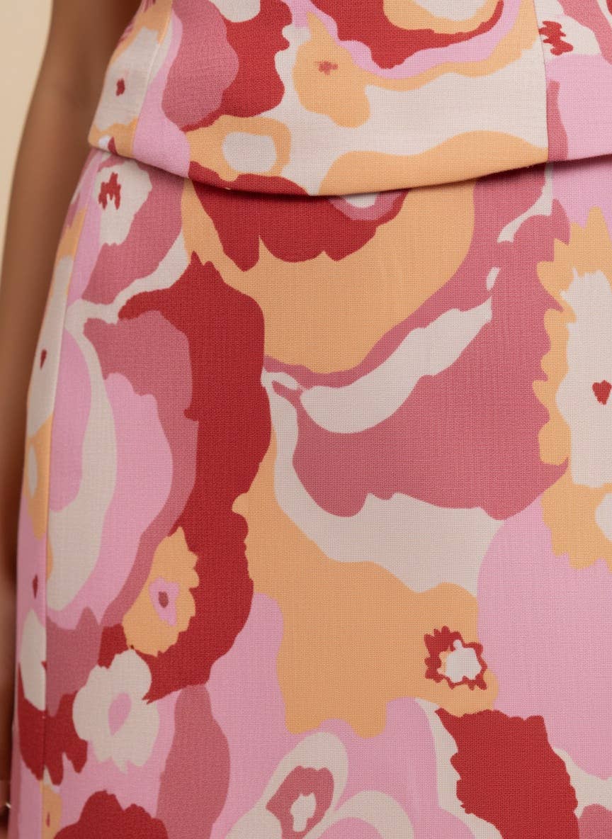 Pink Jacquard Print Skirt