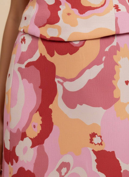 Pink Jacquard Print Skirt