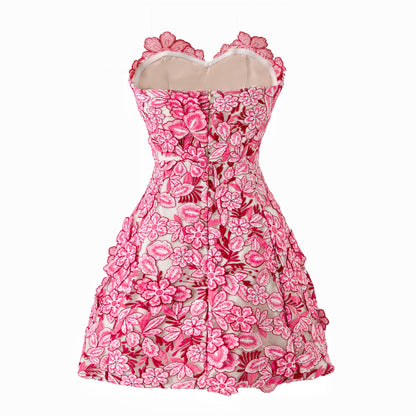 PS19 3D Floral Embroidered Strapless Mini Dress 2026