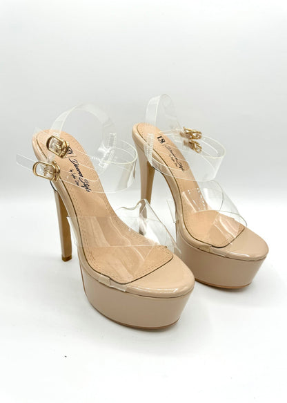 Diverse Style Platform Heel Lucite - Cashew