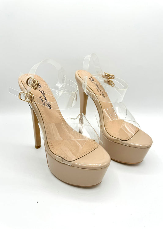 Platform Heel Lucite - Cashew