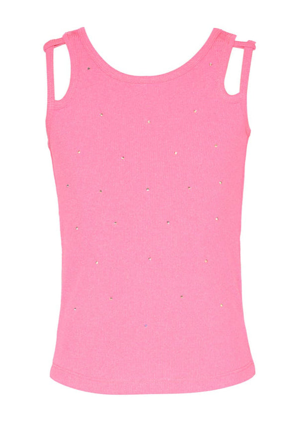 Little's Ribbed Cut-out Rhinestone Tank