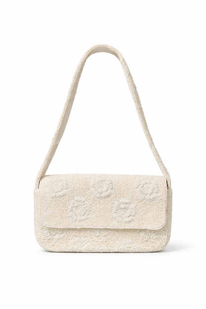 Ivory Rose Seed Bead Purse