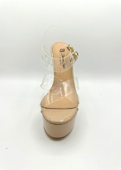 Diverse Style Platform Heel Lucite - Cashew